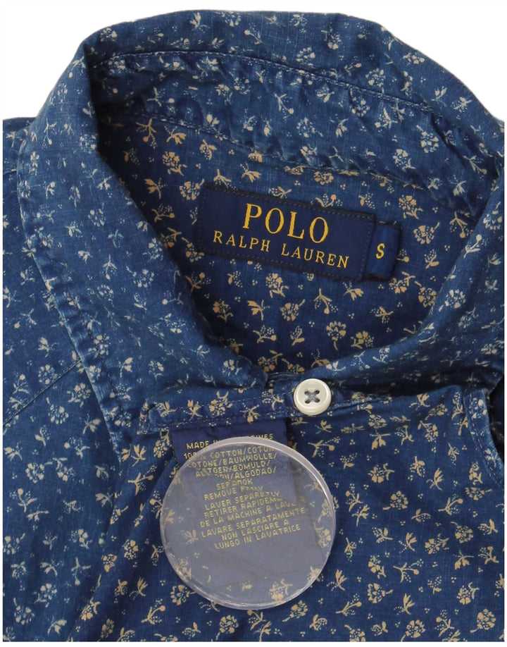 Camisa masculina POLO RALPH LAUREN pequena azul algodão