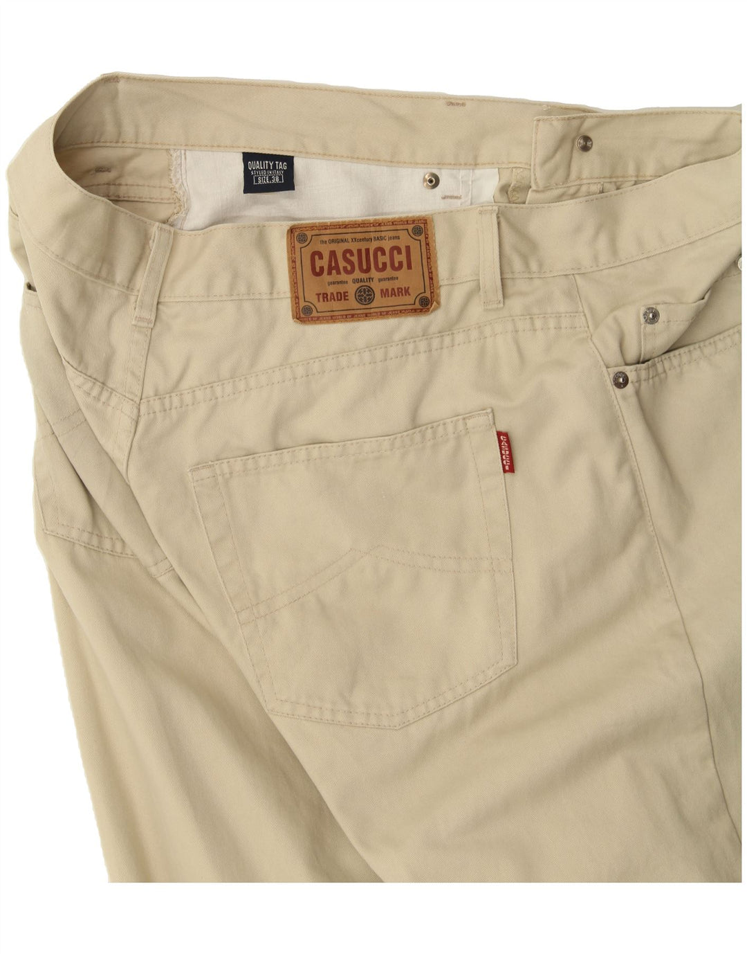 CASUCCI Mens Tapered Casual Trousers W38 L30 Beige Vintage Casucci and Second-Hand Casucci from Messina Hembry 