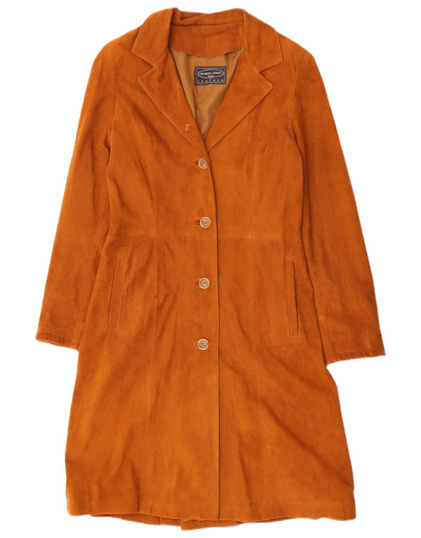 Sobretudo feminino de camurça Roberta Ferrini Reino Unido 10 pequeno couro marrom