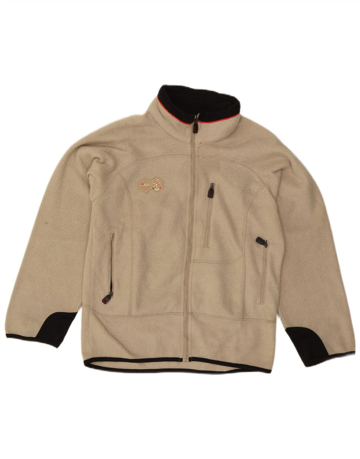 Jaqueta masculina Fila Fleece UK 36 poliéster colorblock bege pequeno