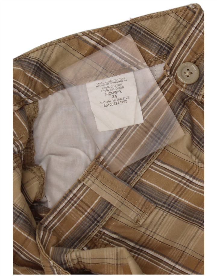 Shorts cargo masculino WRANGLER W34 grande algodão xadrez marrom