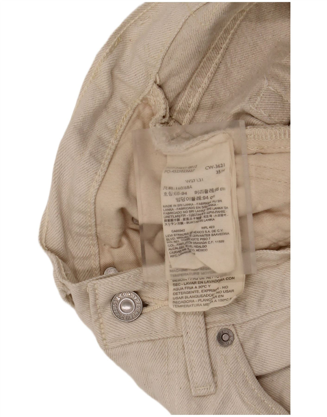 Jeans feminino Levi's cintura alta solta W27 L31 algodão bege