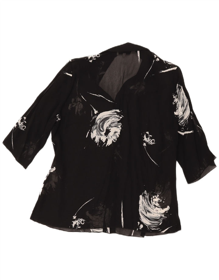 Blusa feminina vintage com estampa abstrata 1/2 manga IT 48 XL preta