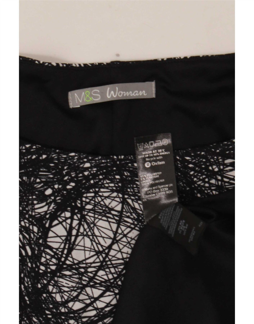 Vestido feminino Marks & Spencer com bainha com padrão abstrato Reino Unido 20 2XL preto