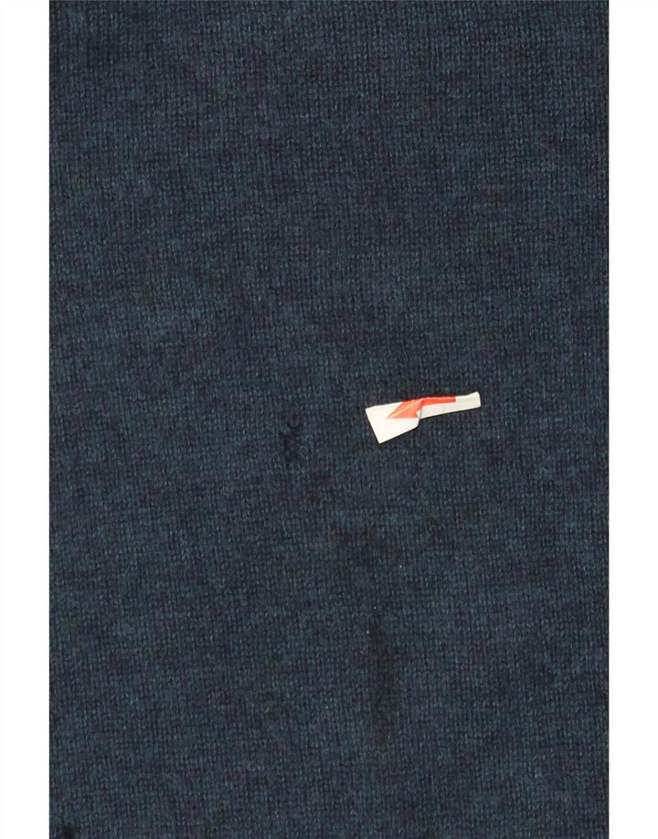 Tommy Hilfiger Suéter masculino com gola redonda, lã de cordeiro azul marinho médio