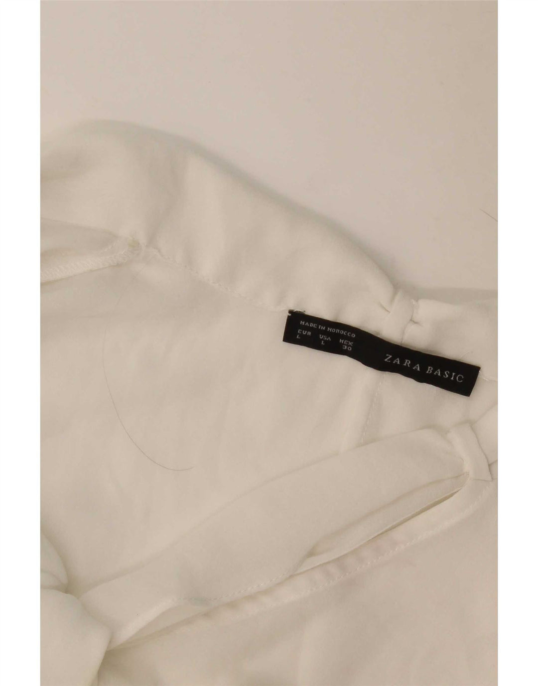 Zara feminino manga comprida com gravata frontal transparente Reino Unido 16 grande branco
