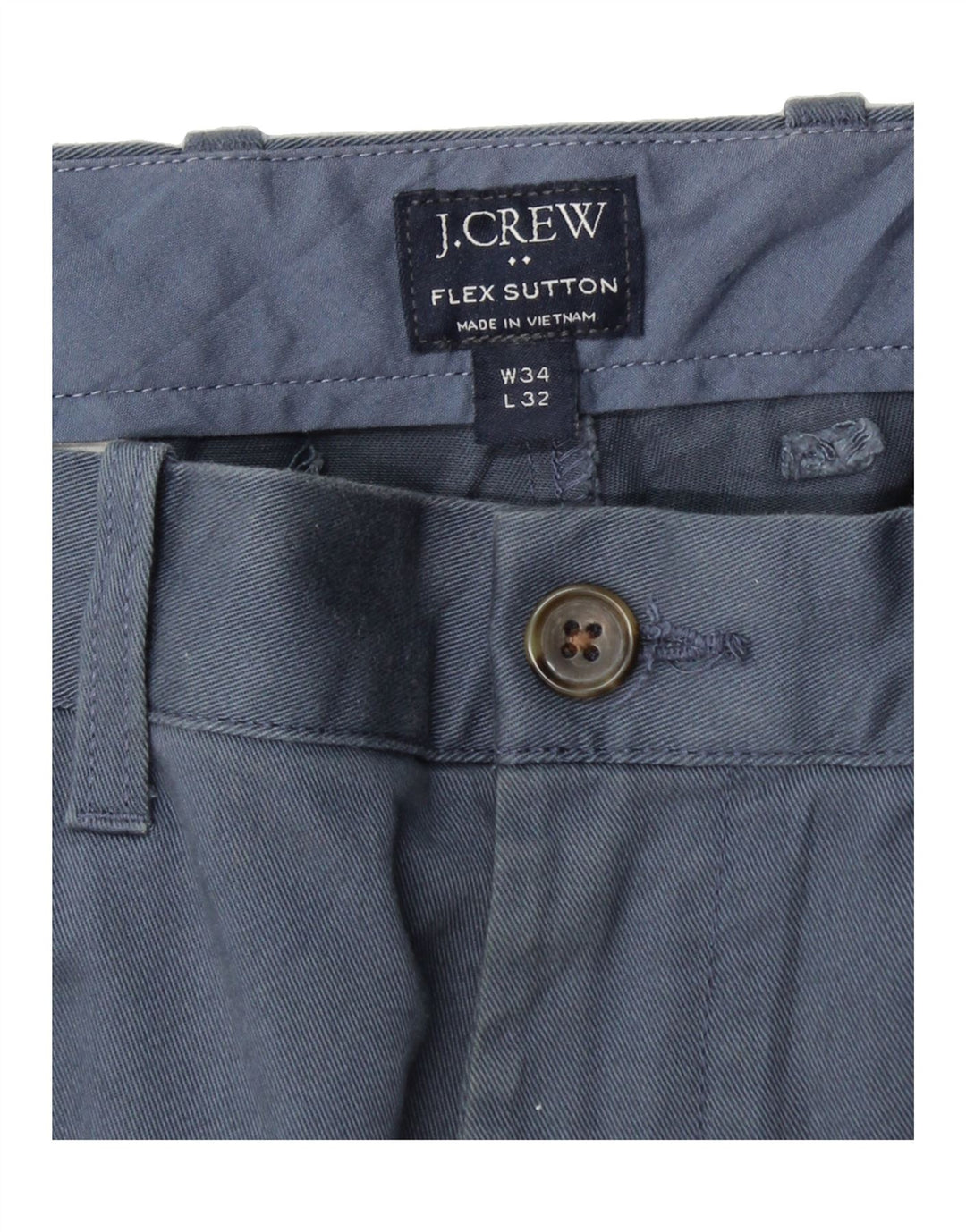 J. CREW Mens The Sutton Slim Chino Trousers W34 L32 Blue Cotton Vintage J. Crew and Second-Hand J. Crew from Messina Hembry 