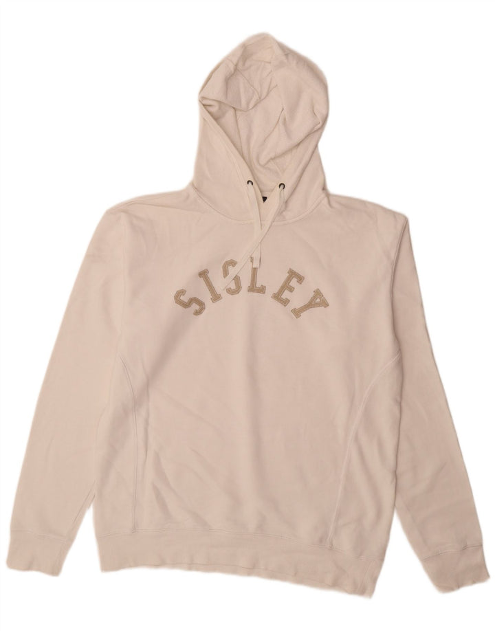 Suéter Sisley masculino com capuz gráfico grande branco