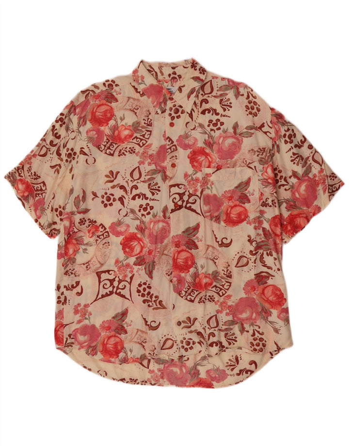Camisa masculina de manga curta Quarry, grande viscose floral multicolorida