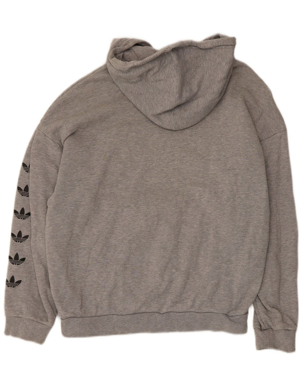 Adidas feminino gráfico oversized moletom com capuz UK 6 XS cinza algodão