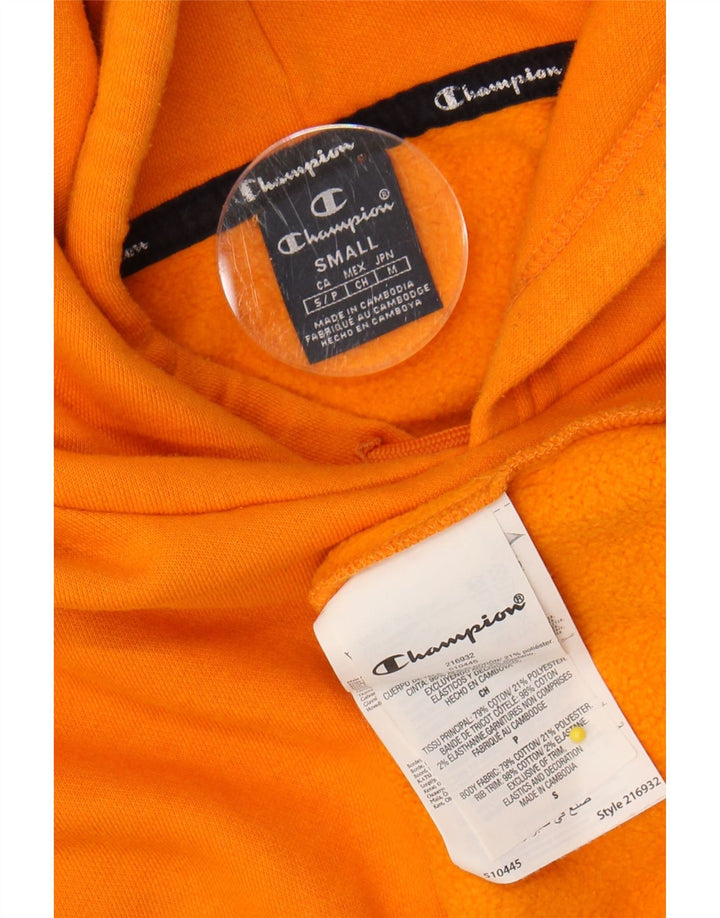 CHAMPION Mens Graphic Hoodie Jumper Small Orange Cotton Vintage Champion and Second-Hand Champion from Messina Hembry 