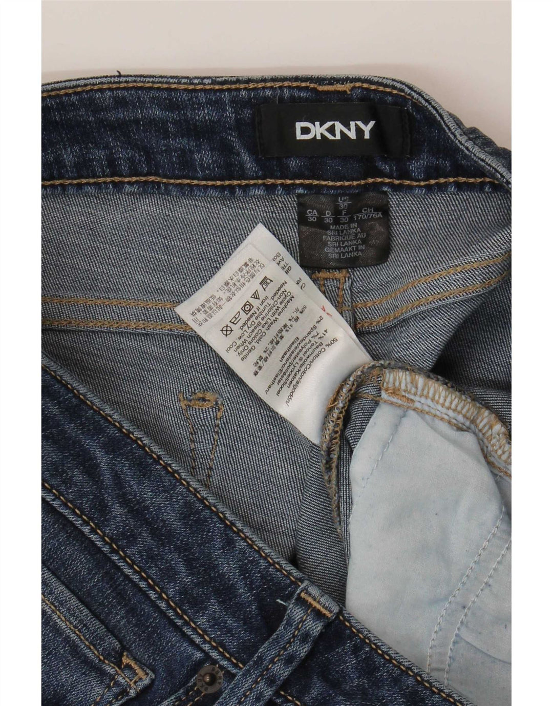 Dkny Calça jeans feminina slim W30 L27 algodão azul