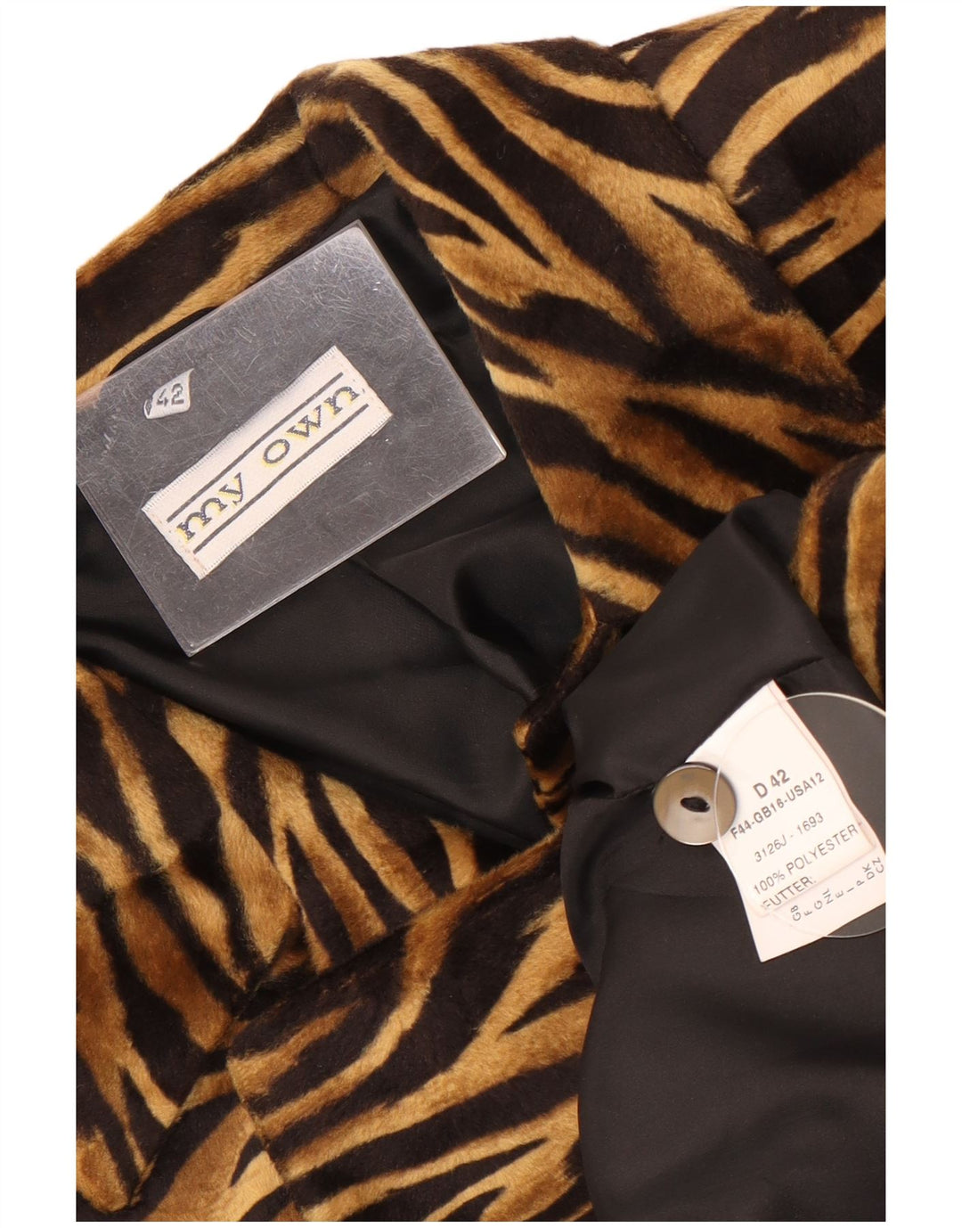Jaqueta blazer feminina My Own com 4 botões EU 42 grande estampa animal marrom