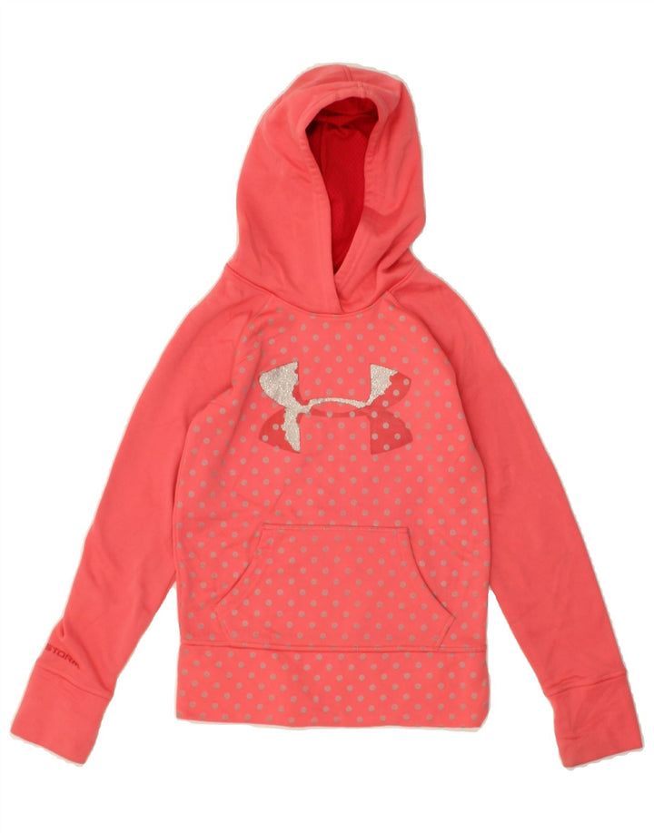 UNDER ARMOUR Girls Graphic Hoodie Jumper 6-7 Years XS Red Polka Dot | Vintage Under Armour | Thrift | Second-Hand Under Armour | Used Clothing | Messina Hembry 