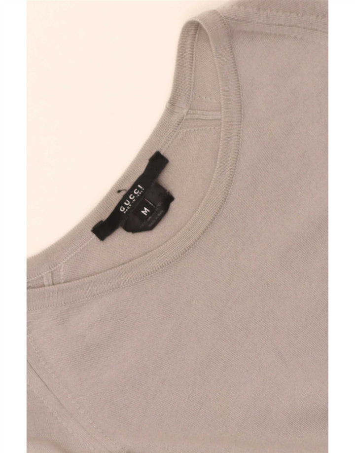 Suéter feminino Gucci com gola canoa Reino Unido 12 lã cinza médio
