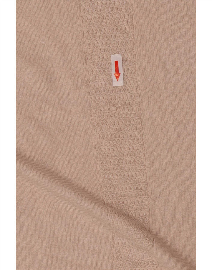 Jigsaw Suéter feminino grande com gola canoa Reino Unido 10 pequeno bege viscose