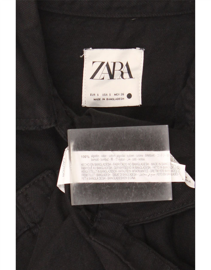 Camisa jeans oversized feminina Zara Reino Unido 10 pequeno algodão preto
