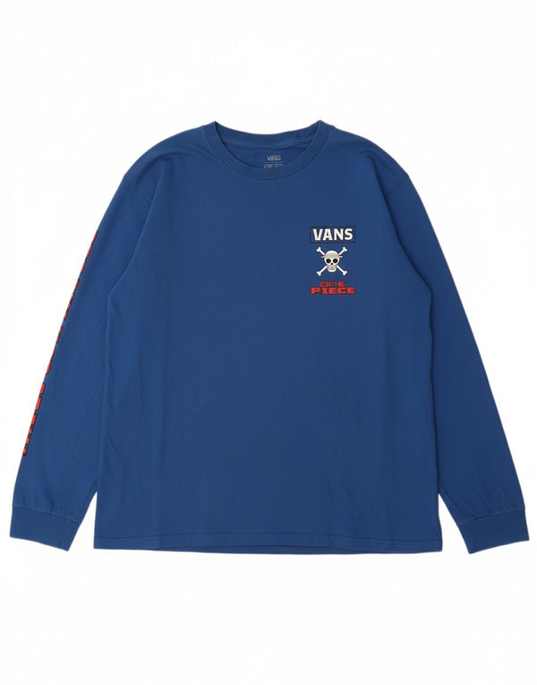 VANS Boys Straw Hat Crew Top gráfico manga comprida 14-15 anos XL azul