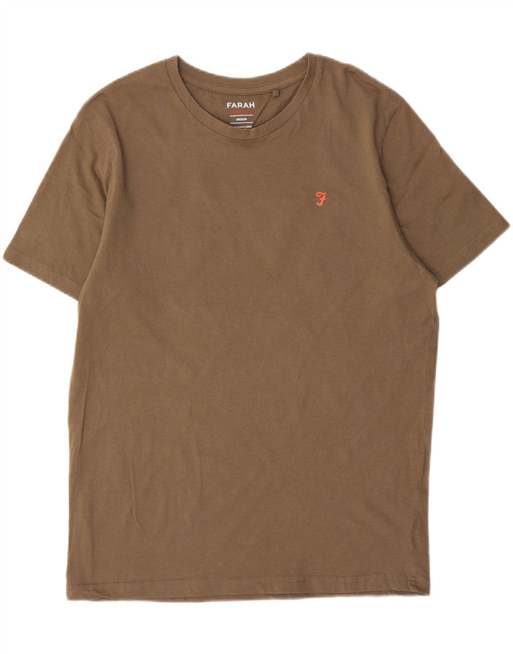 Camiseta masculina Farah Top médio de algodão cáqui