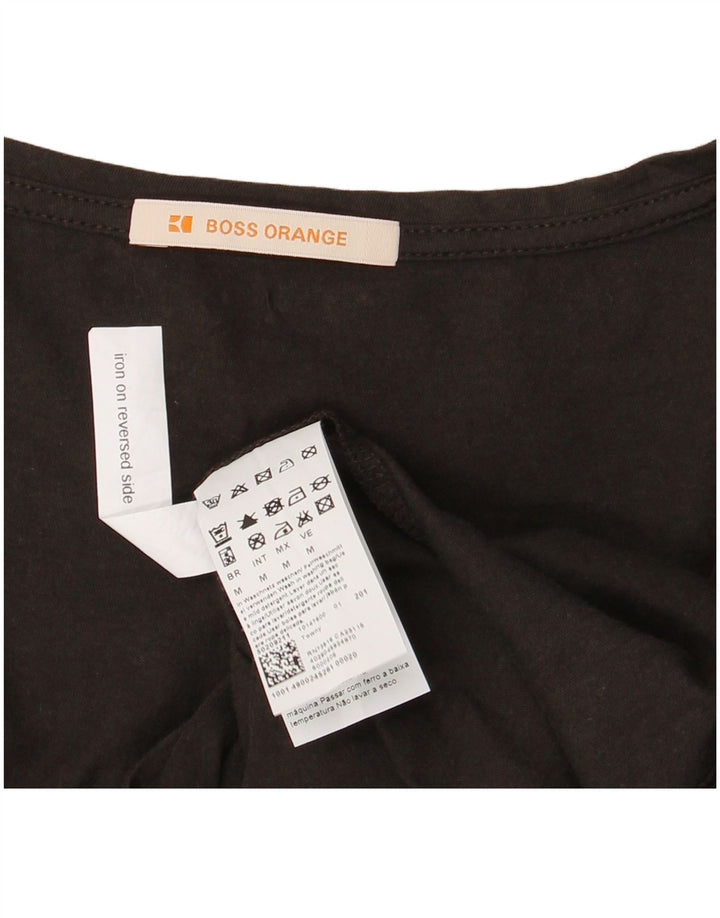 Camiseta feminina gráfica HUGO BOSS UK 12 algodão marrom médio