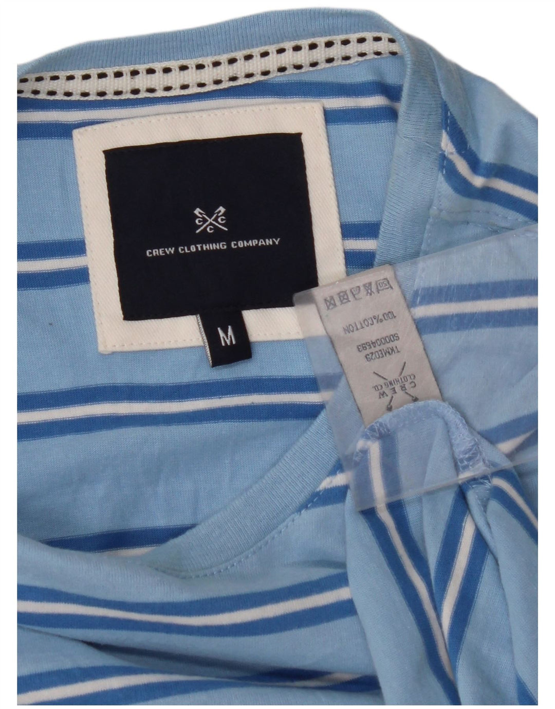 CREW CLOTHING Camiseta masculina Top médio de algodão listrado azul