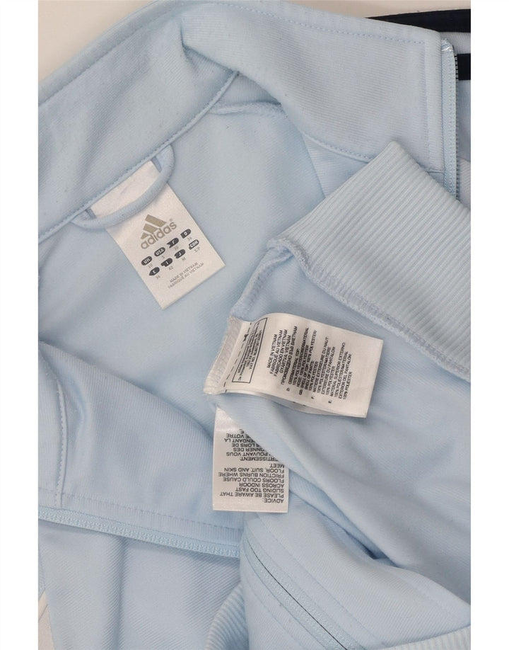 Adidas Womens Tracksuit Top Jacket UK 10 Pequeno Azul Poliéster