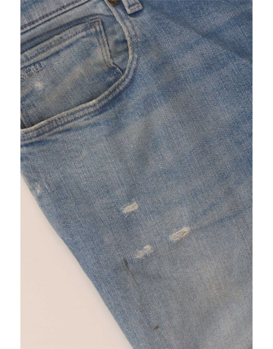 G-Star masculino 3301 jeans slim desgastado W34 L34 algodão azul