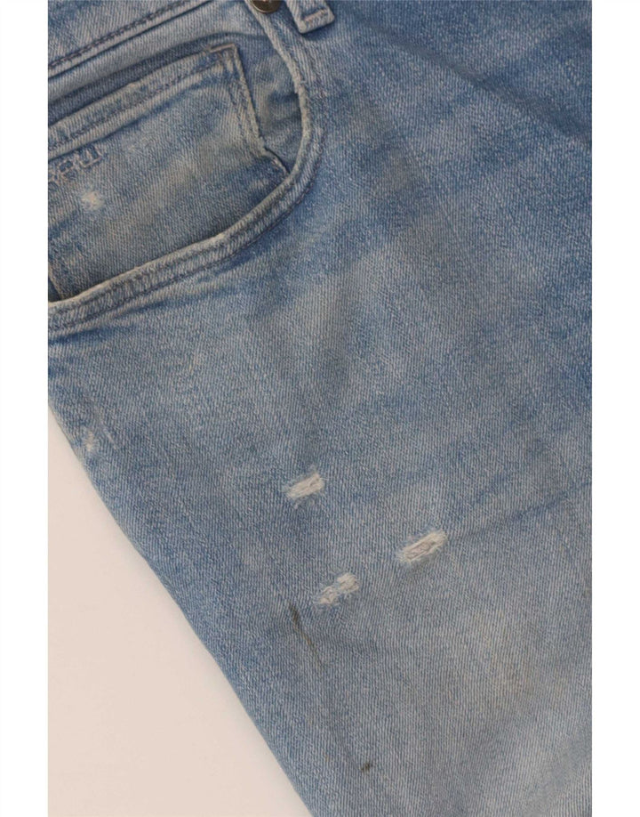 G-Star masculino 3301 jeans slim desgastado W34 L34 algodão azul