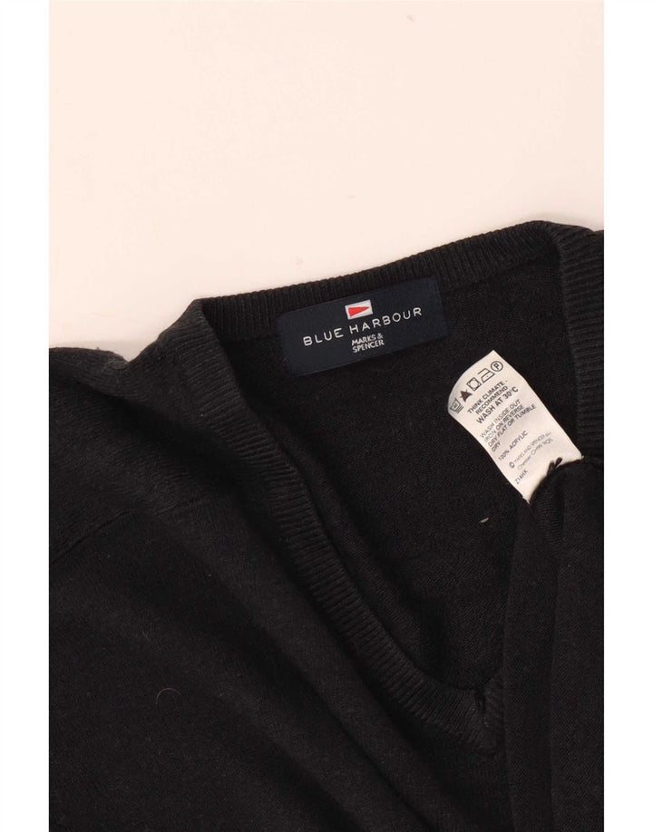 Suéter masculino Marks & Spencer com decote em V médio azul marinho acrílico