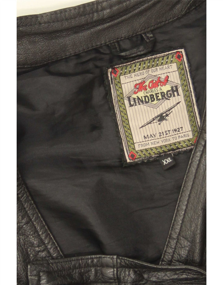 Colete utilitário masculino de couro Lindbergh UK 44 2XL preto