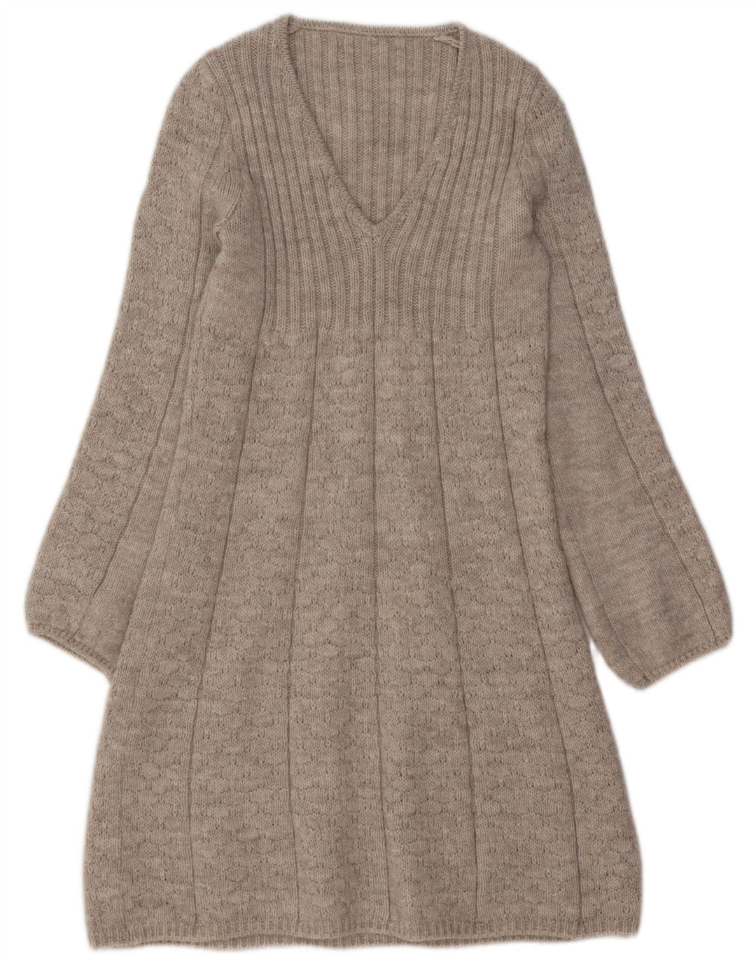 Vestido jumper feminino VINTAGE Reino Unido 10 pequeno acrílico bege