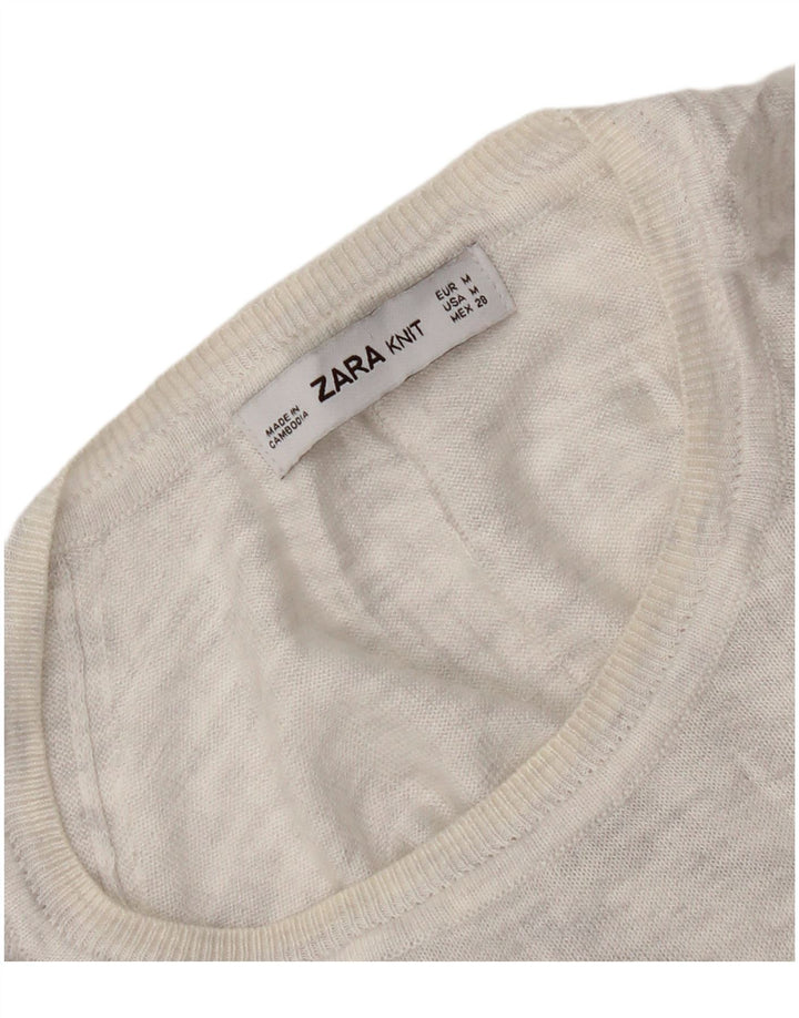 Suéter feminino Zara com gola canoa UK 14 cinza médio