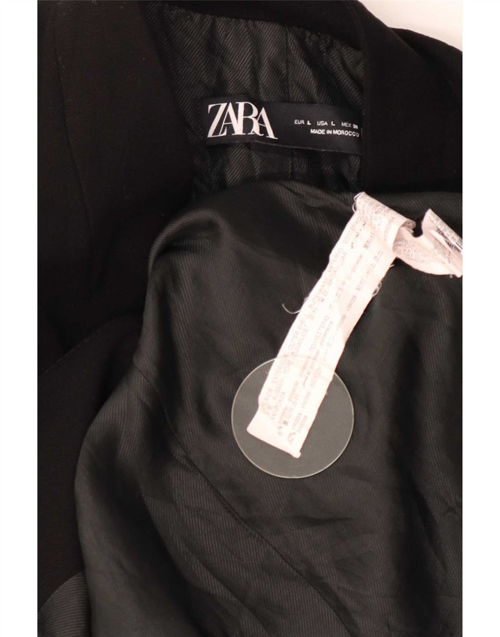 Sobretudo feminino Zara UK 16 grande poliéster preto