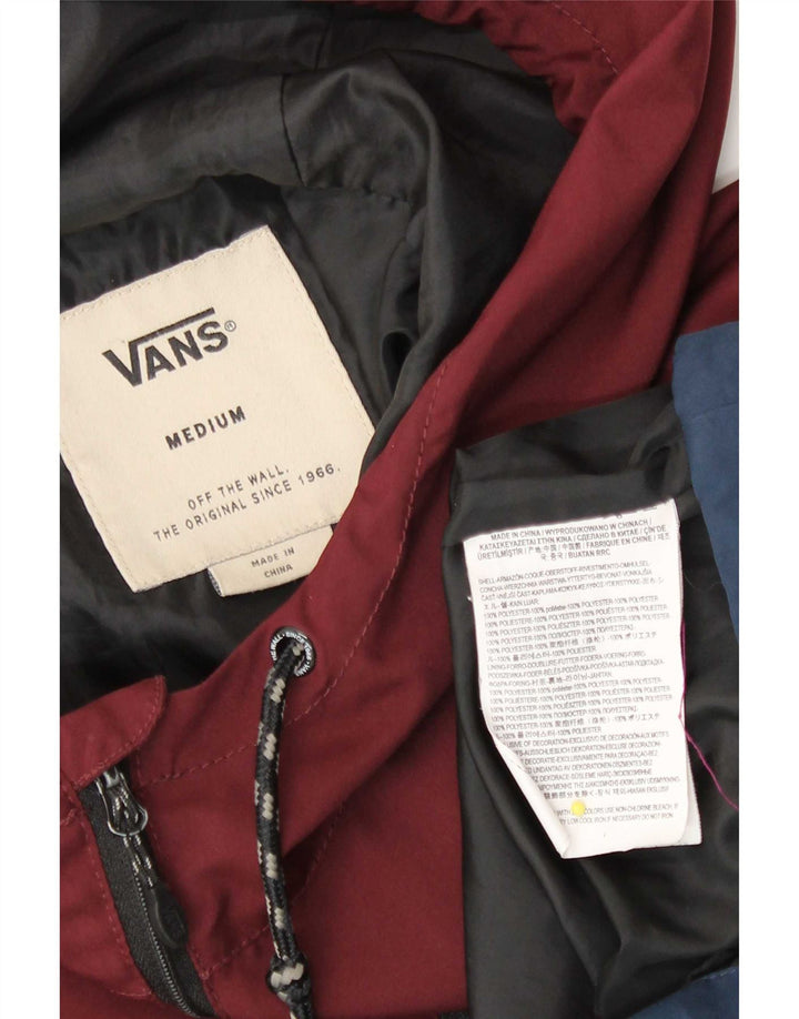 Jaqueta de chuva masculina com capuz Vans UK 38 Medium Burgundy Colourblock