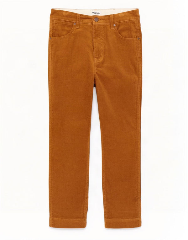 Calça Wrangler masculina reta de veludo cotelê W30 L27 algodão marrom