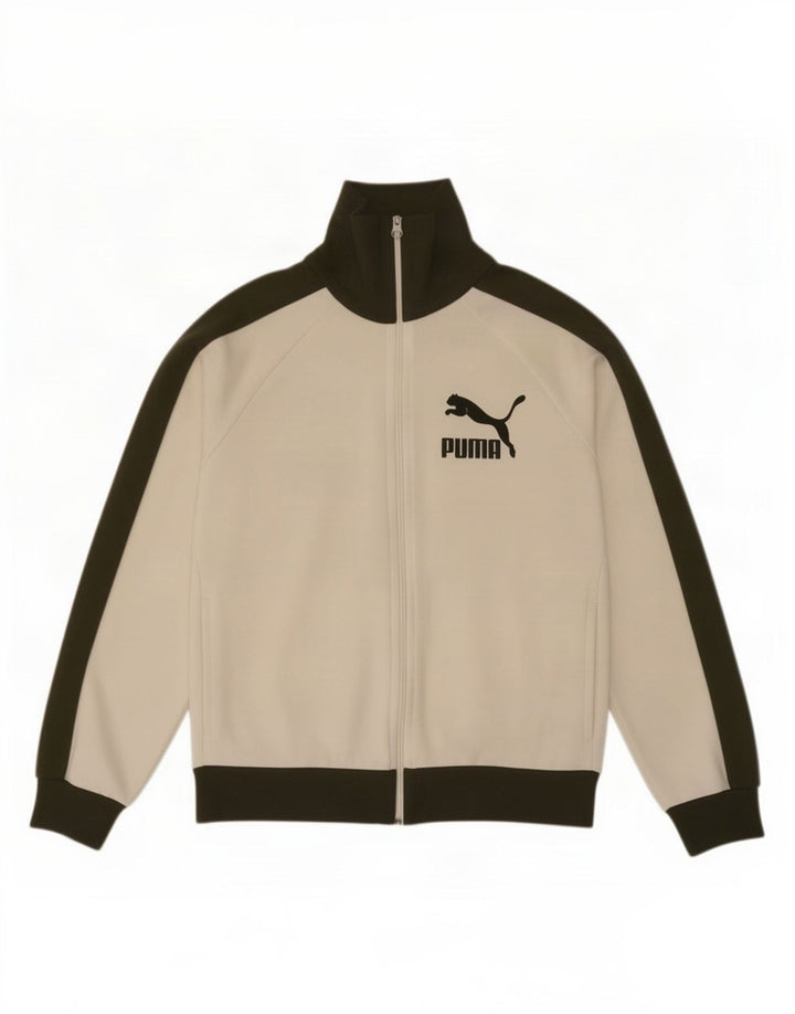 Jaqueta masculina Puma Graphic Tracksuit Top grande poliéster branco colorblock
