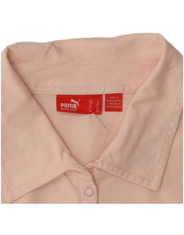 Camisa polo feminina de manga comprida Puma UK 14 rosa médio