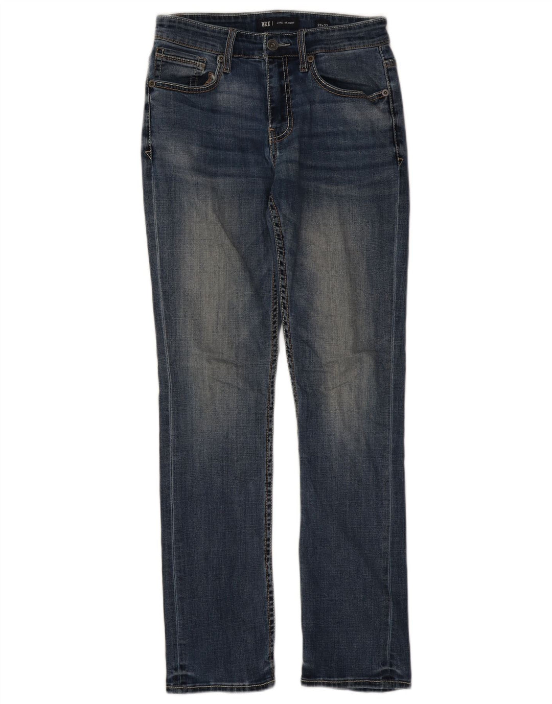 BKE feminino Jake Straight Jeans W29 L33 azul algodão