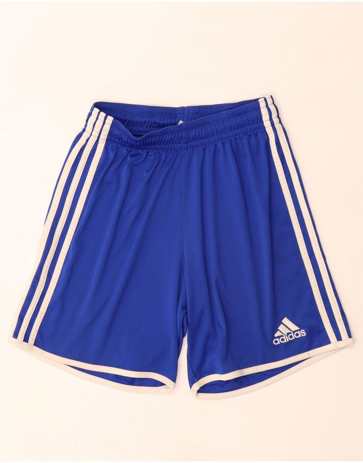 Shorts esportivos Adidas Climalite para meninos 9-10 anos pequeno azul poliéster