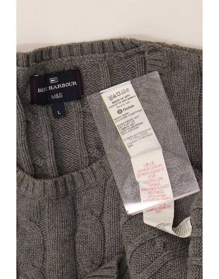 Suéter masculino Marks & Spencer Blue Harbor com gola redonda grande cinza