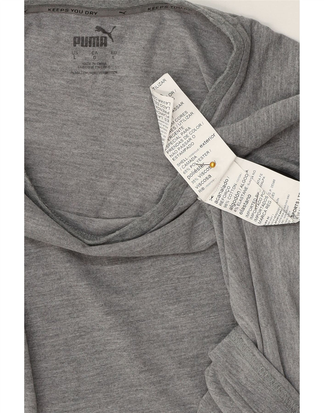 PUMA Mens T-Shirt Top Large Grey Colourblock Cotton Vintage Puma and Second-Hand Puma from Messina Hembry 