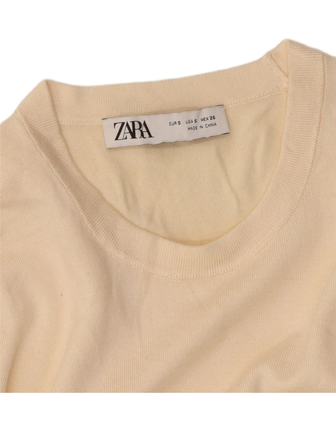 ZARA Womens Crew Neck Jumper Sweater UK 8 Small Beige