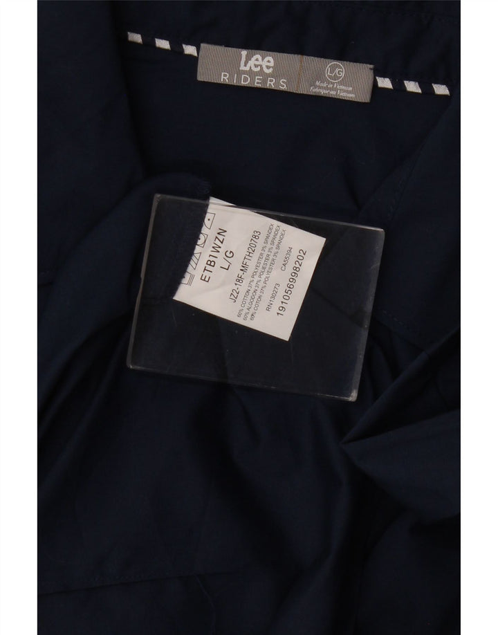 Camisa feminina LEE Riders Reino Unido 16 grande algodão azul marinho