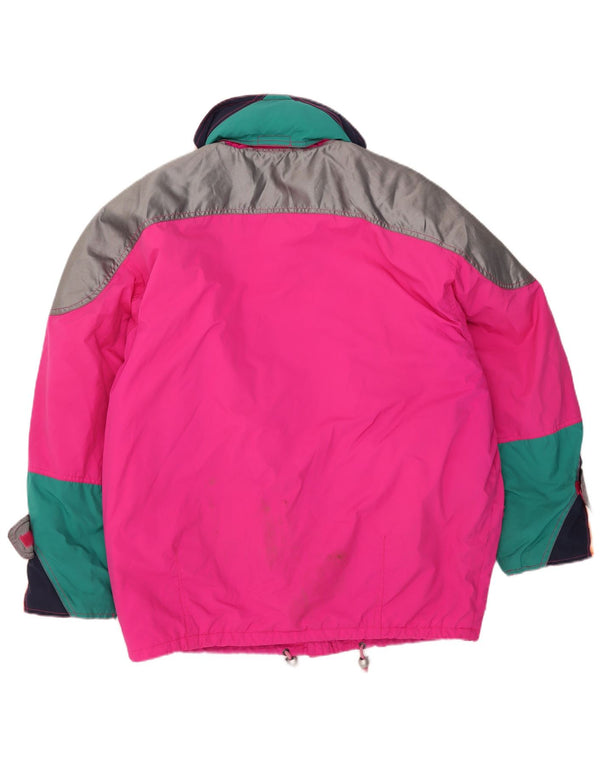 Jaqueta de esqui masculina ELLESSE com capuz UK 44 2XL rosa colorblock