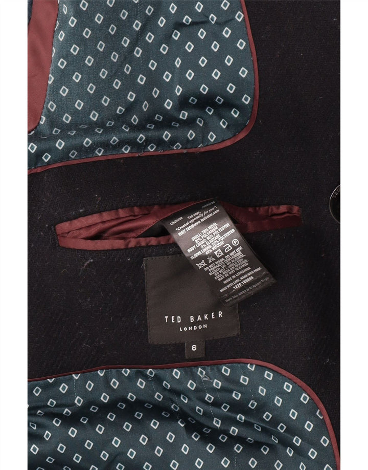 Casaco masculino Ted Baker ervilha tamanho 6 2XL lã preta