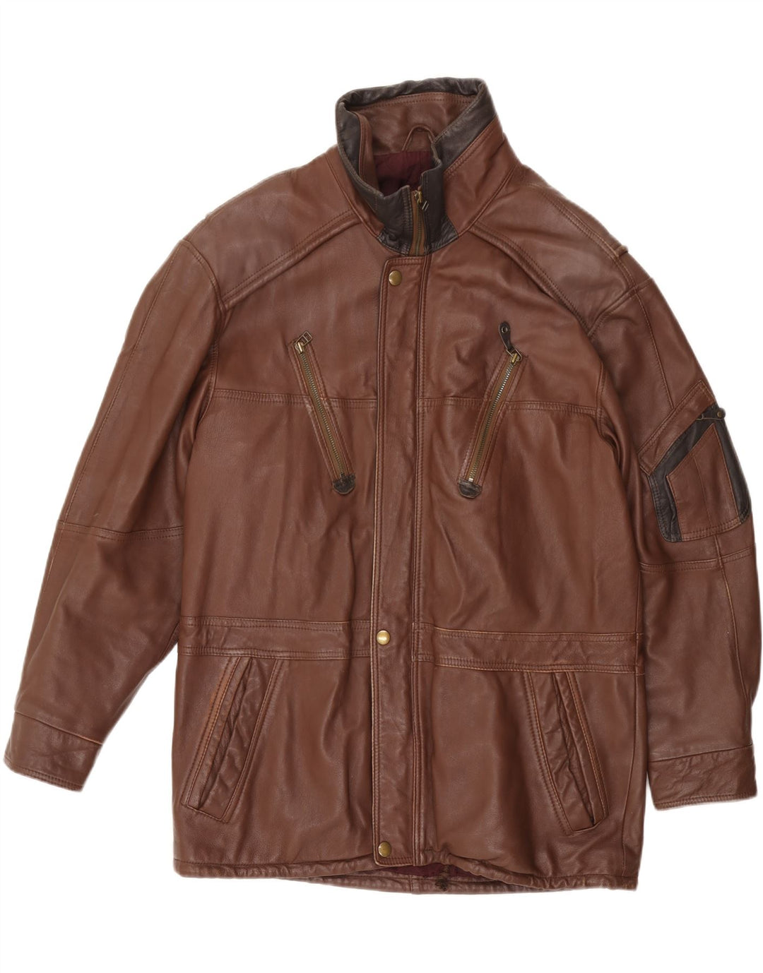 Jaqueta de couro masculina VINTAGE IT 50 grande couro marrom