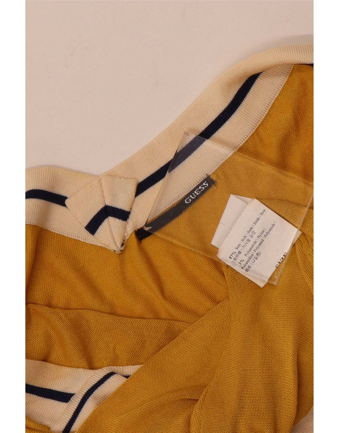 Top feminino Guess com estampa gráfica UK 12 seda colorblock amarelo médio