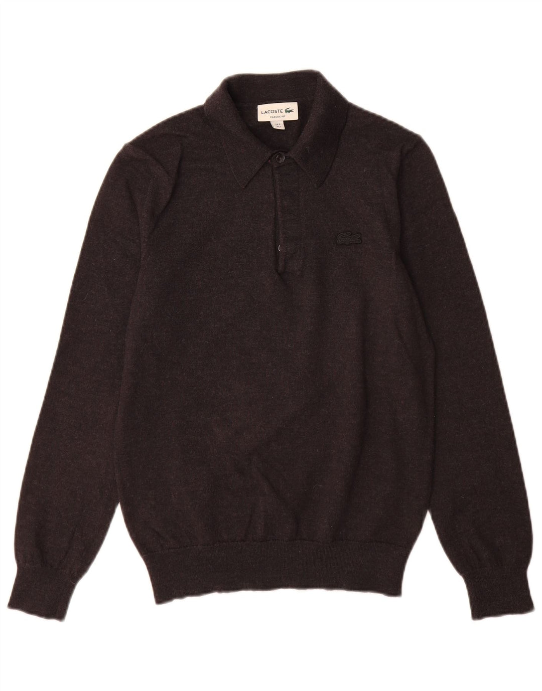 Suéter masculino Lacoste Classic Fit com gola polo tamanho 3 pequeno lã cinza