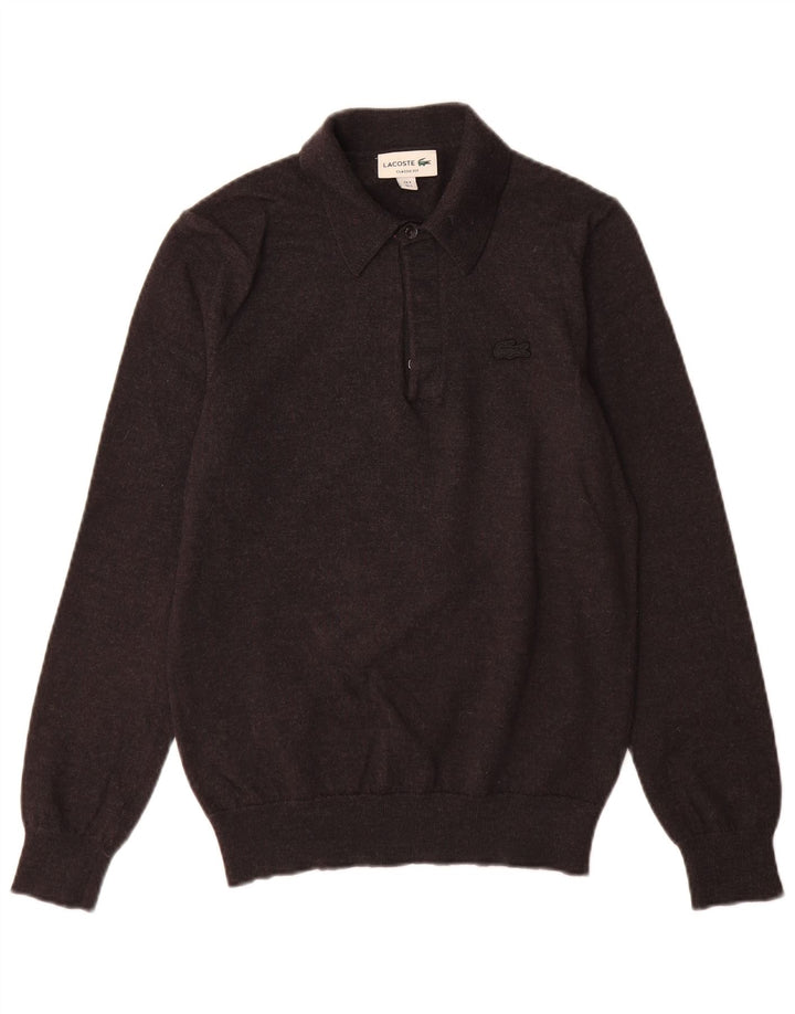 Suéter masculino Lacoste Classic Fit com gola polo tamanho 3 pequeno lã cinza