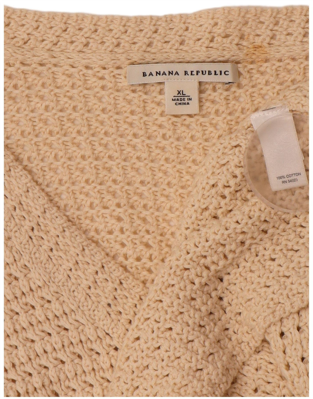Suéter cardigã feminino BANANA REPUBLIC Reino Unido 18 XL algodão bege